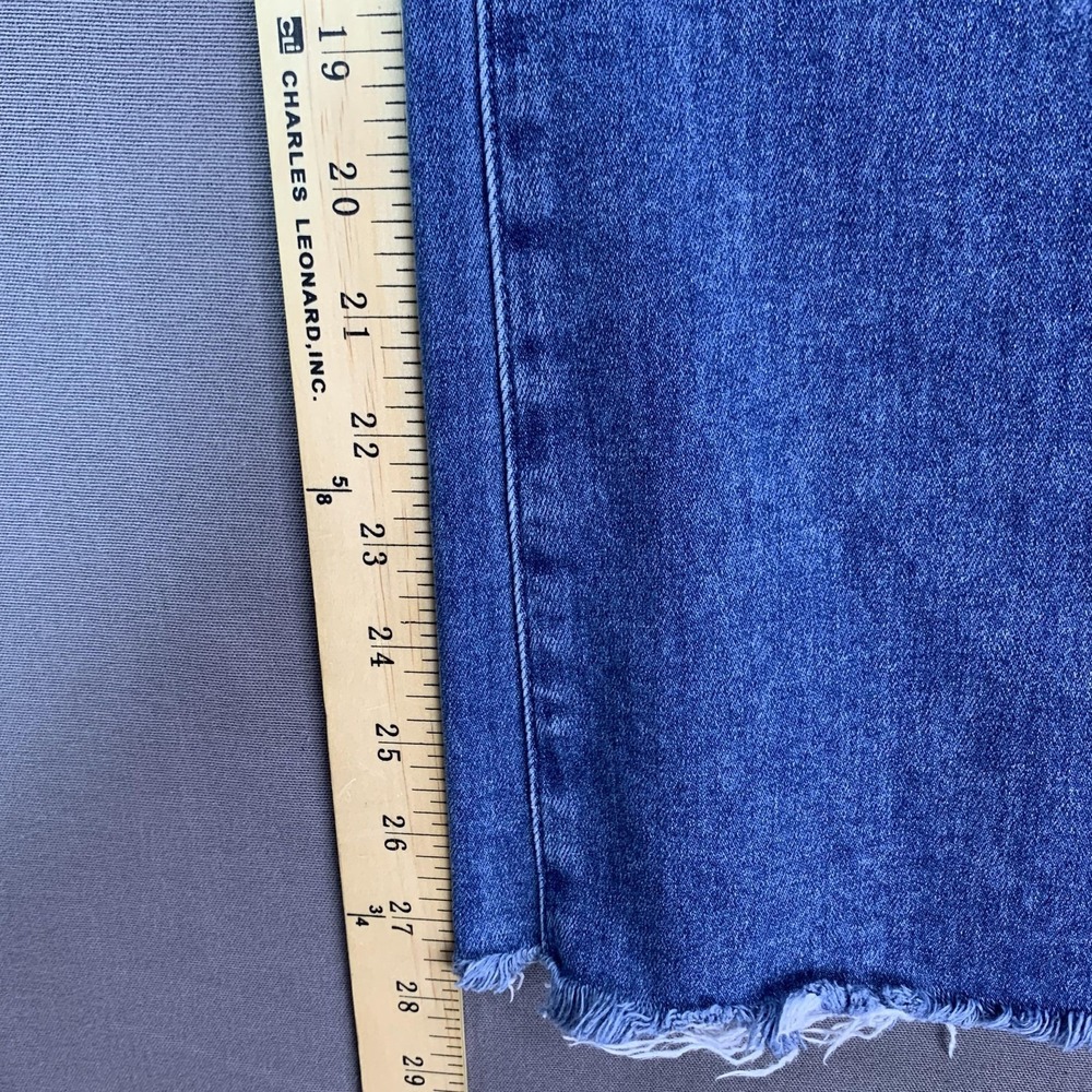 Paige Jeans Womens 29x28 Blue Claudine Mid Rise Crop Flare Raw Hem Stretch - Picture 10 of 16